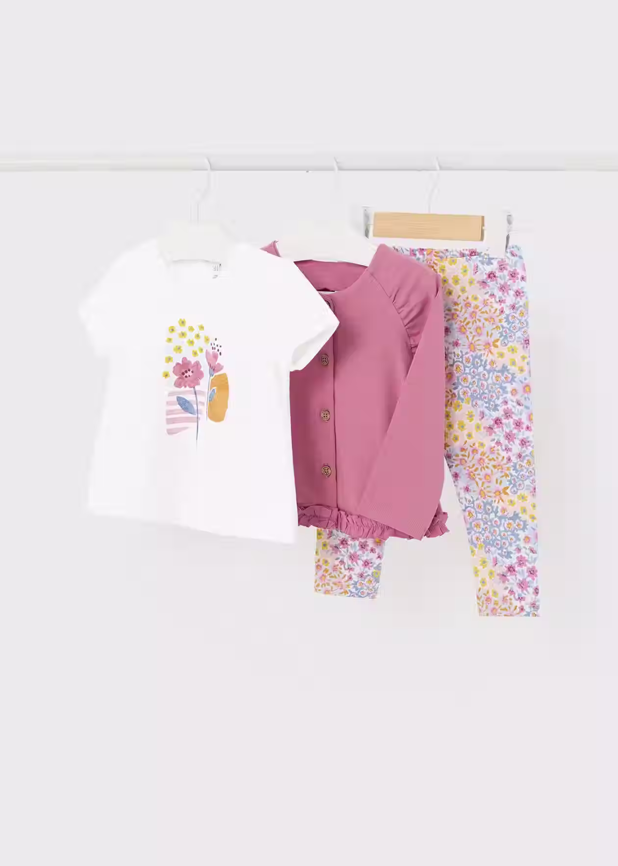 Completo 3 pezzi fiori Better Cotton neonata