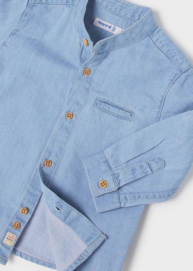 Miniatura: Camicia denim colletto alla coreana neonato