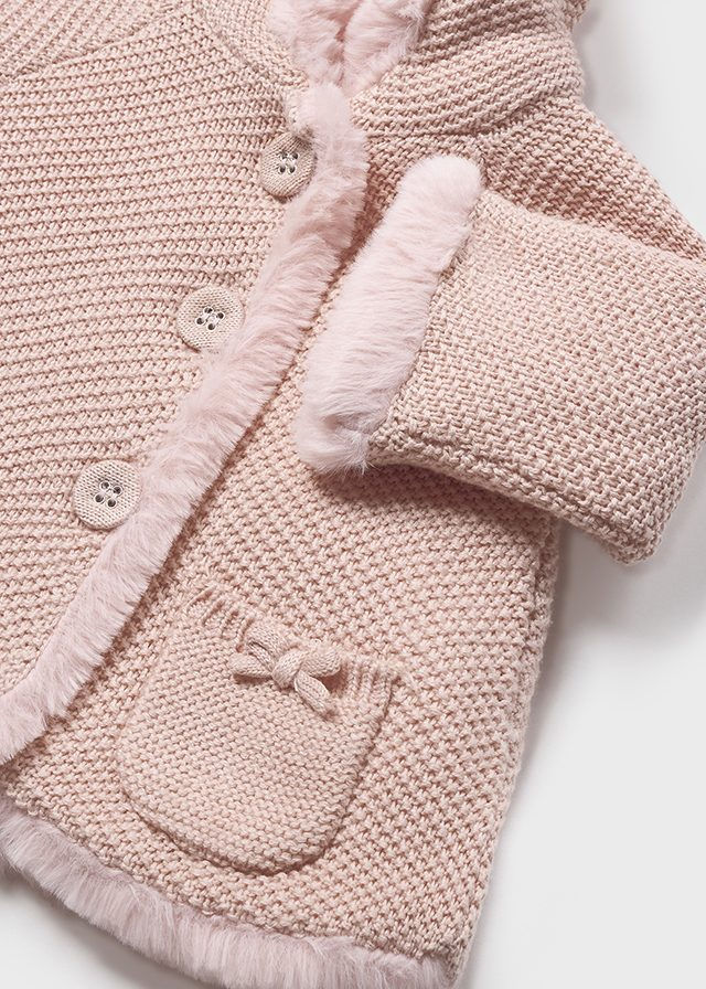 Miniatura: Cardigan lungo in maglia tricot neonata