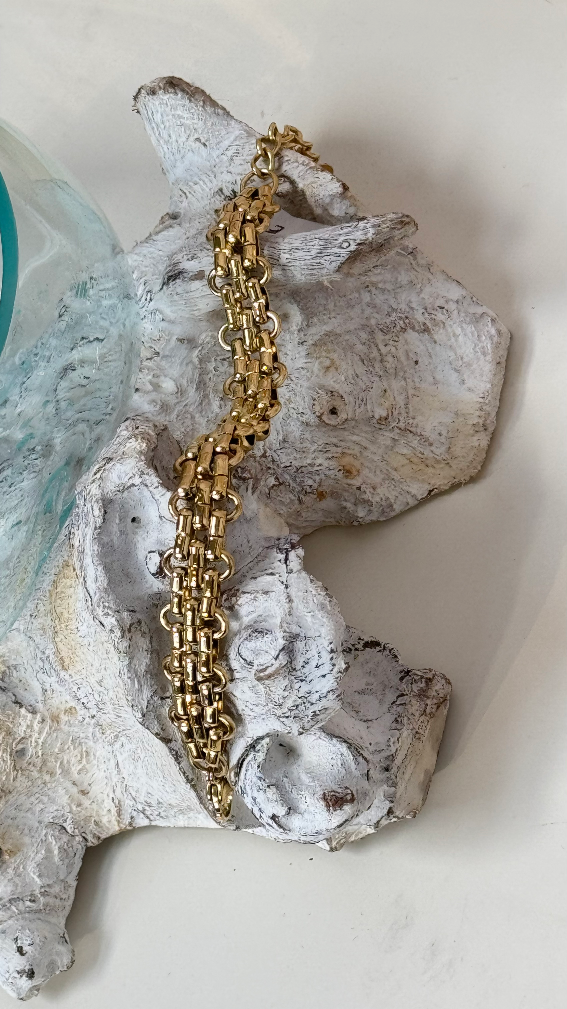 Bracciale catena grossa in acciaio color oro 