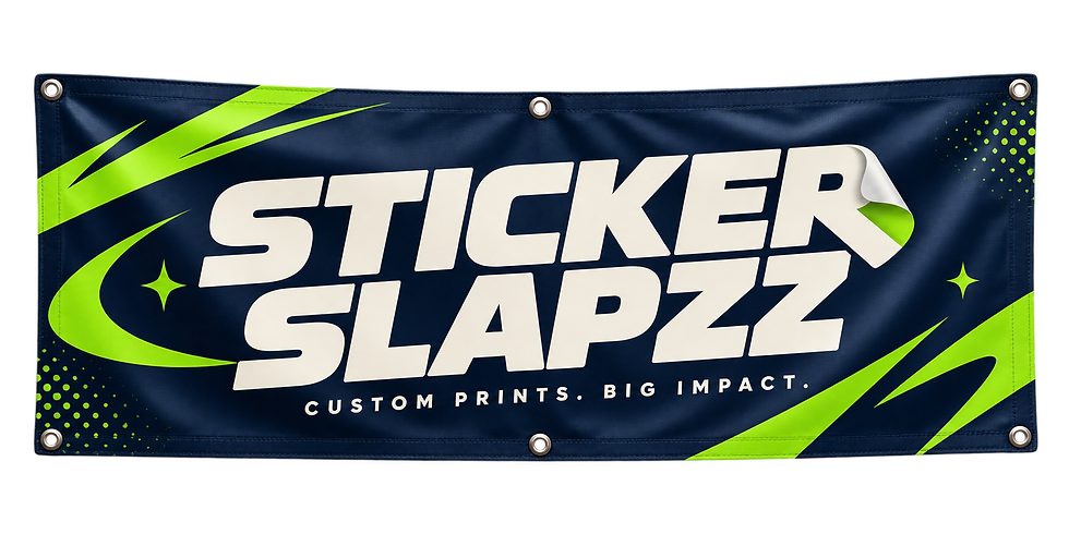 Sticker Slapzz vinyl banner with hems and grommets