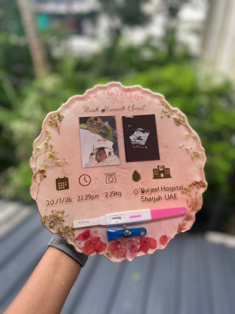 10 inch Baby keepsake Frame- Pink theme with premium stand