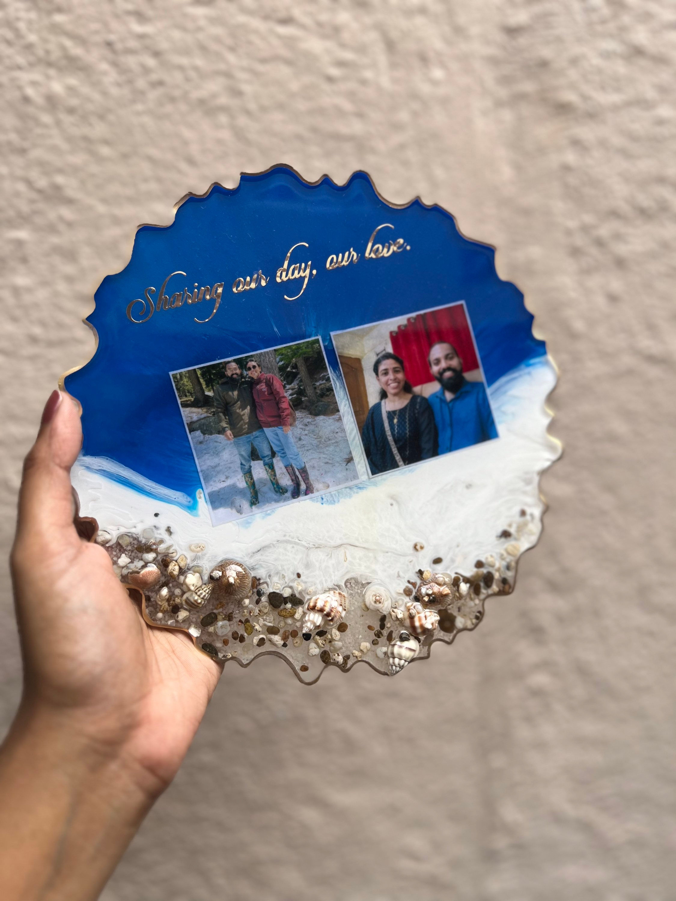 8 inch ocean art resin photo frame 