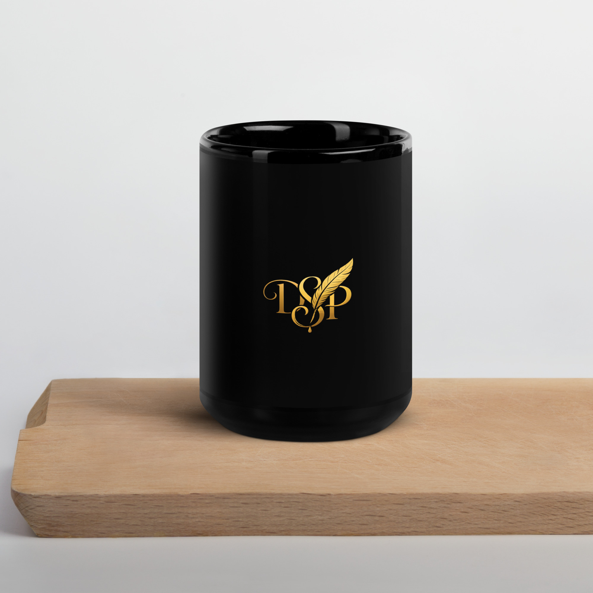 Black glossy ceramic mug