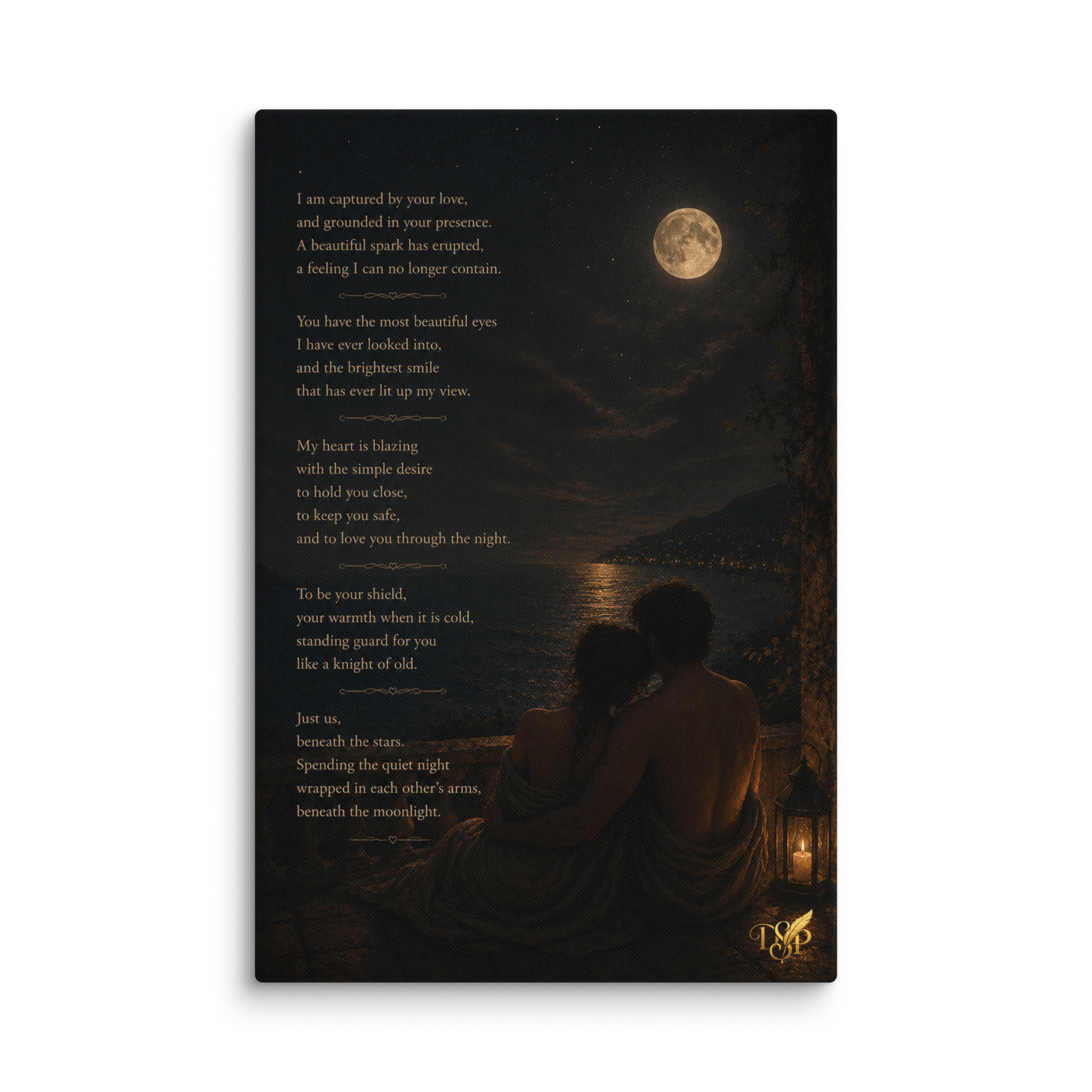 Beneath the Moonlight romantic poetry canvas