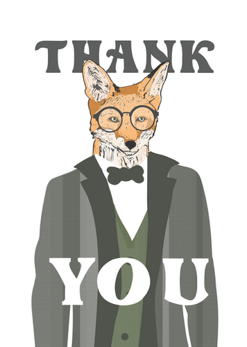 Glasses WearingFox Thank You Card | Sneaky Fox Design