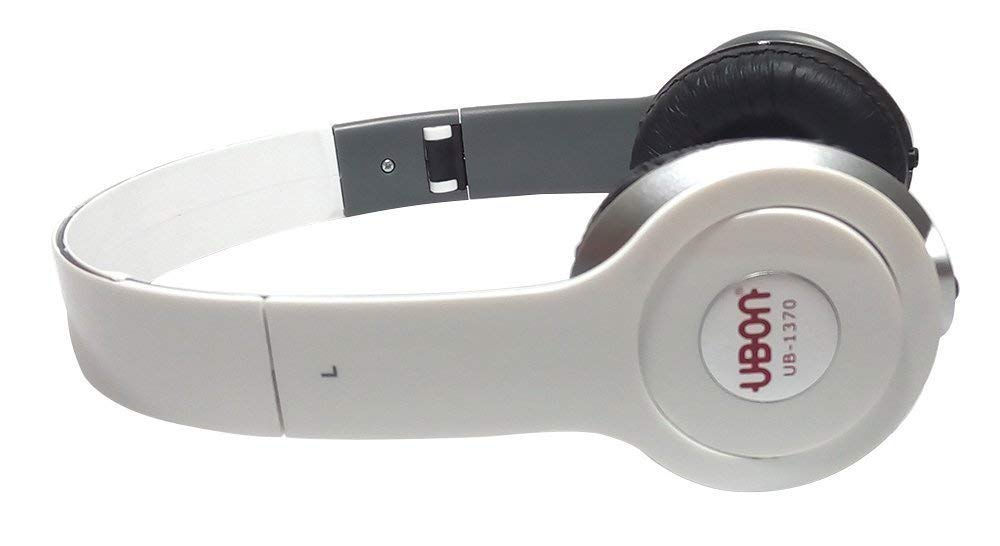Ubon UB-1370 On-Ear Headphones with Mic (White)