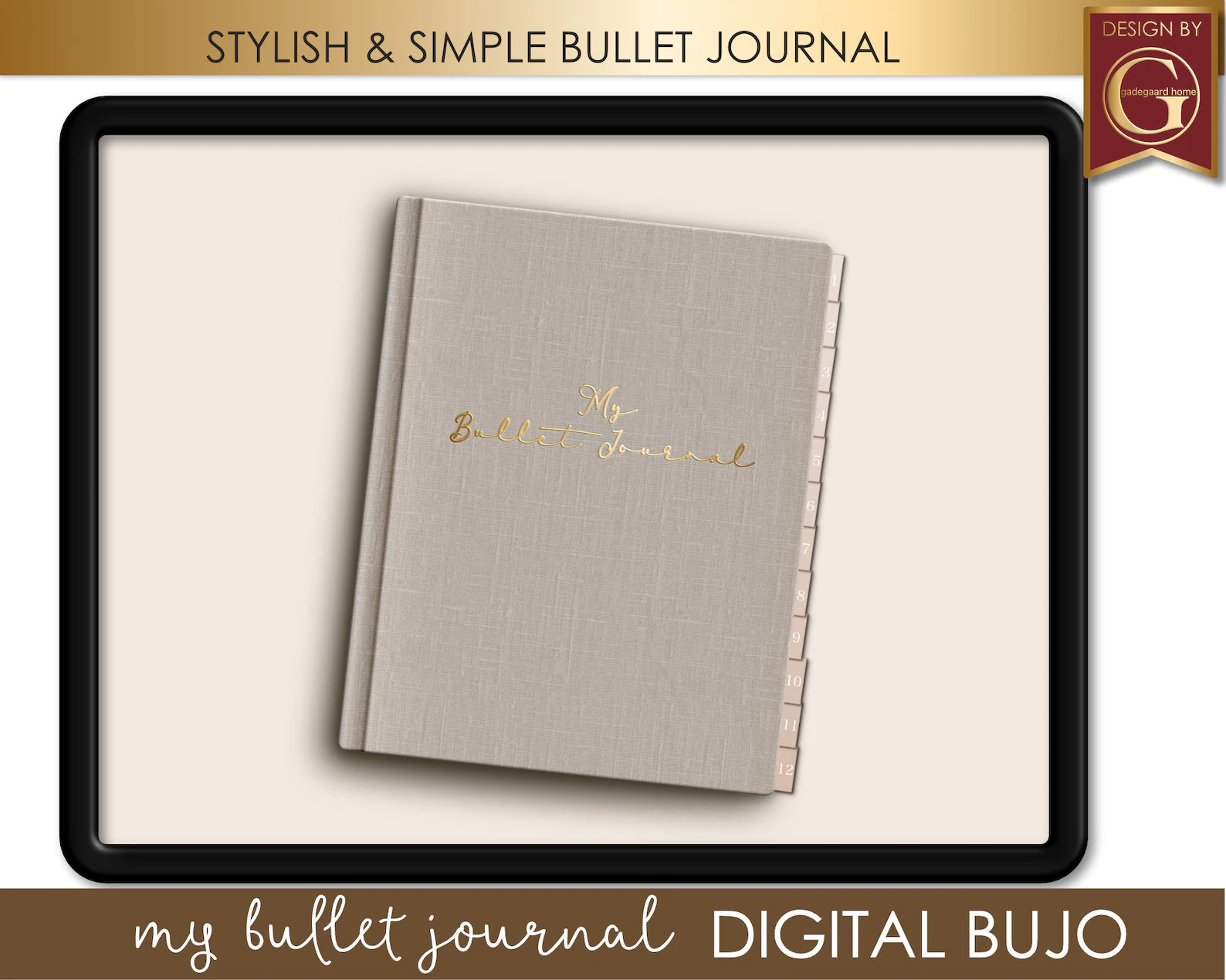 Warm white bullet journal -digital