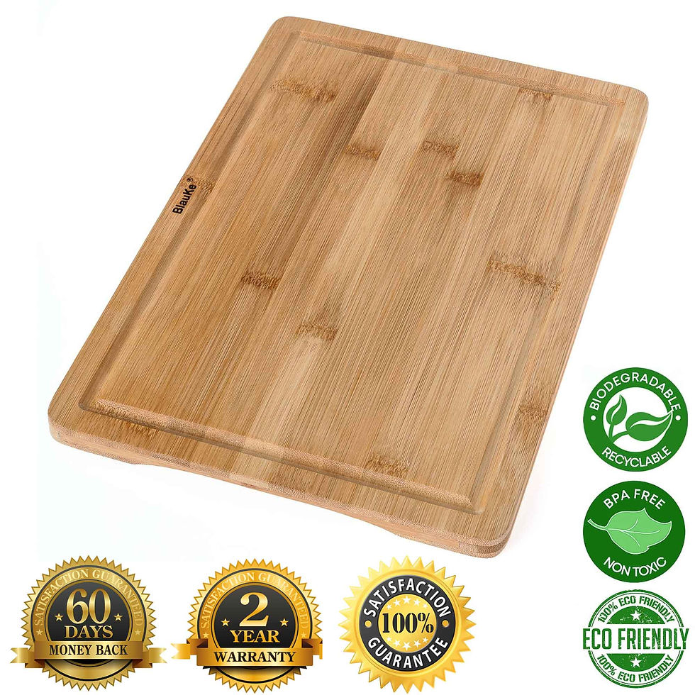 Durable bamboo cutting board with juice grooves