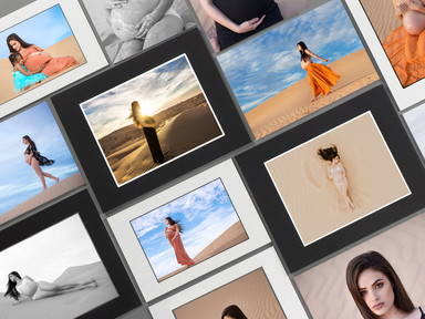 collage of maternity sand dune photos