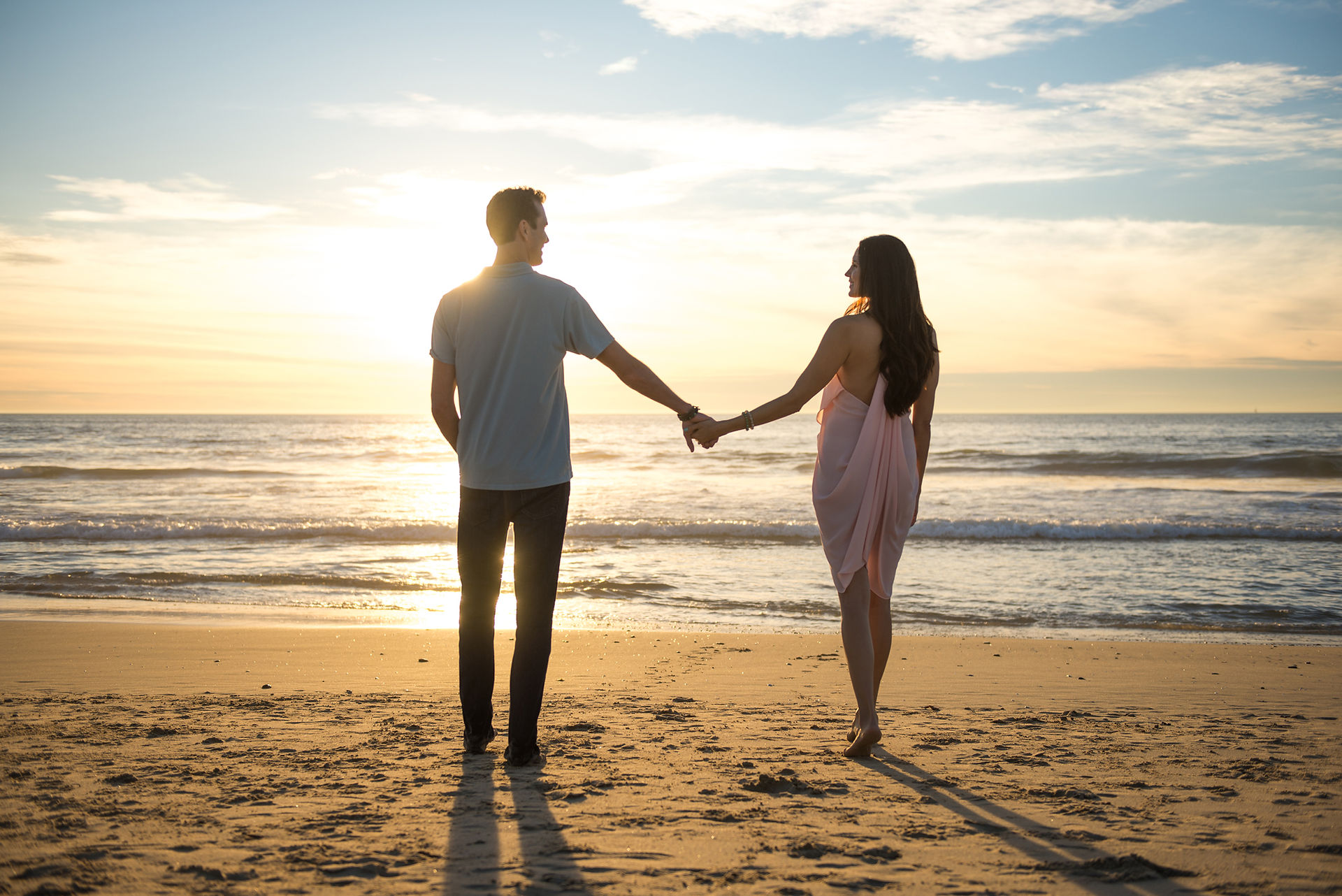 sunset beach engagement photoshoot in the South Bay, Hermosa Beach