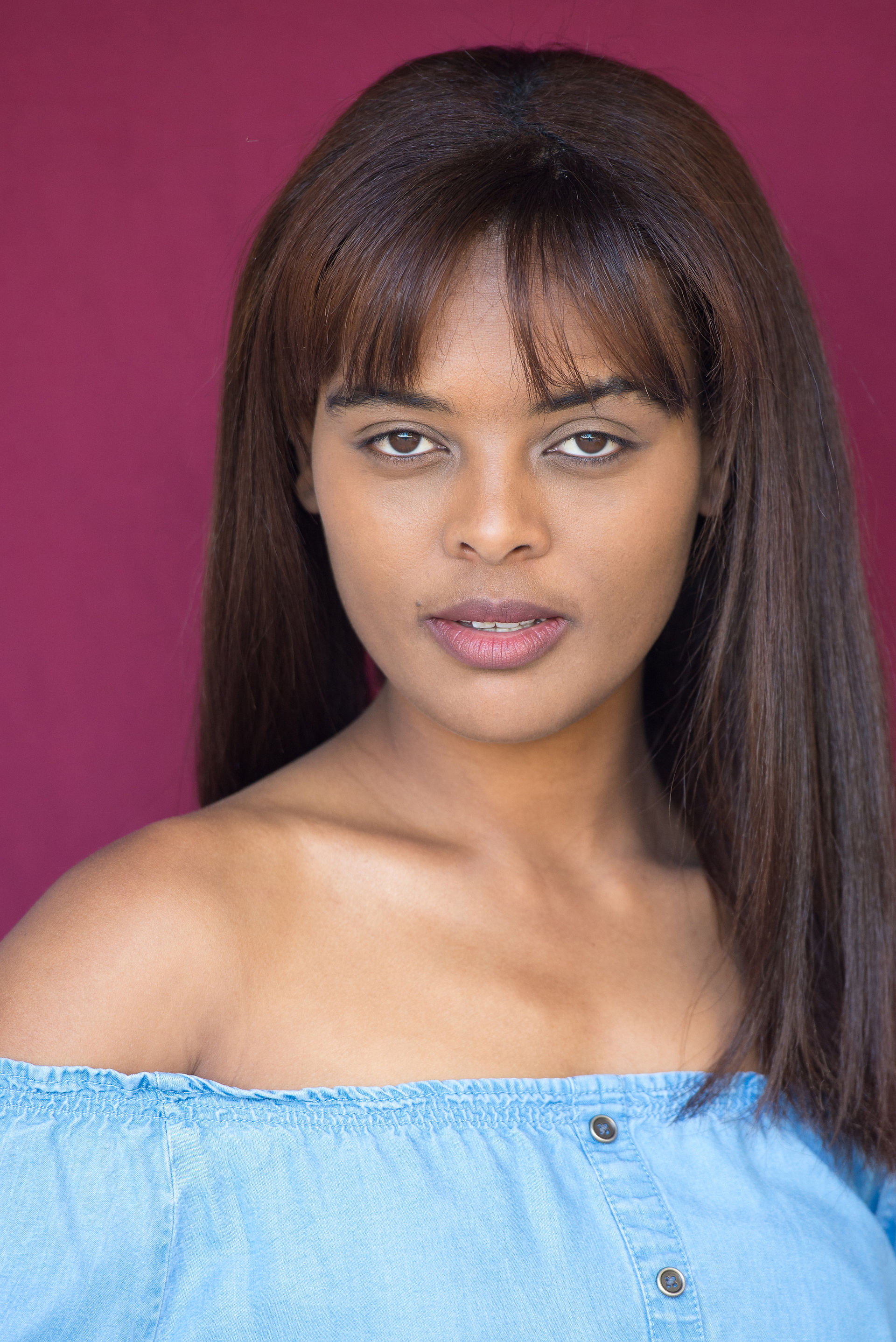 Female model poses for her model and acting headshots in Hollywood