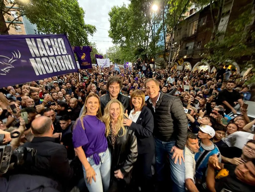 Milei con Santilli y Reichardt de campaña en el Conurbano