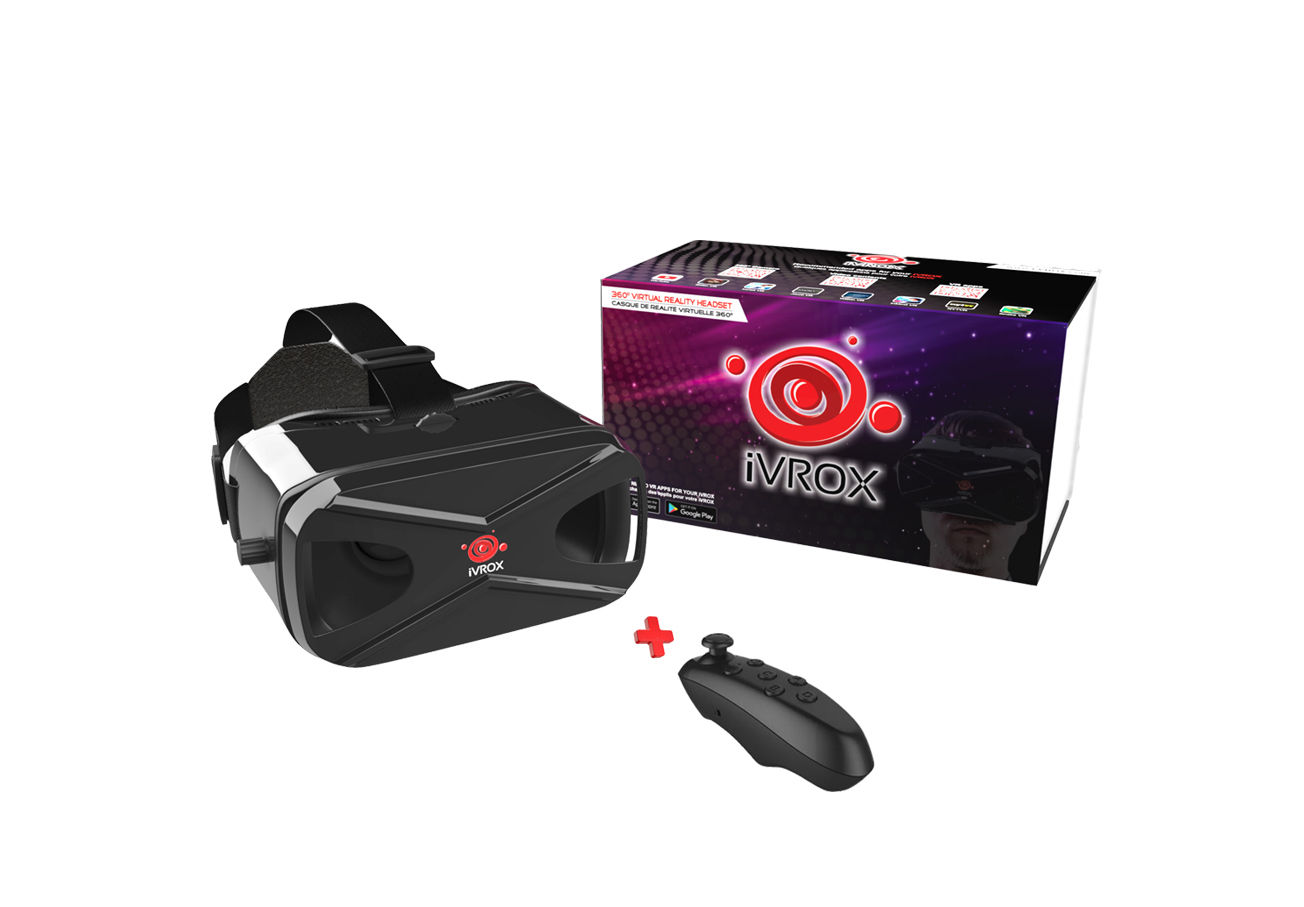 iVROX Virtual Reality headset +Bluetooth controller + iVROX apps - BLACK