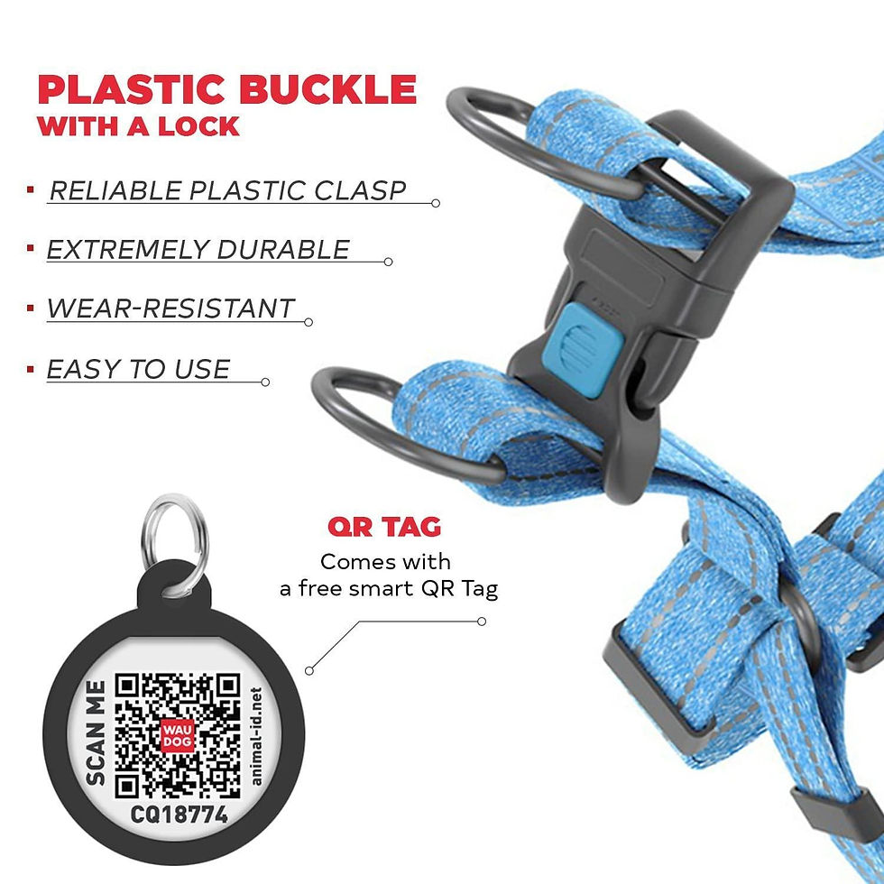 Thumbnail: Blue Cotton Dog Harness Eco Friendly Adjustable for Medium Dogs M Size 2332 in