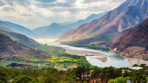 A famous bend of yangtze river in Yunnan Province, China, first curve of Yangtze river