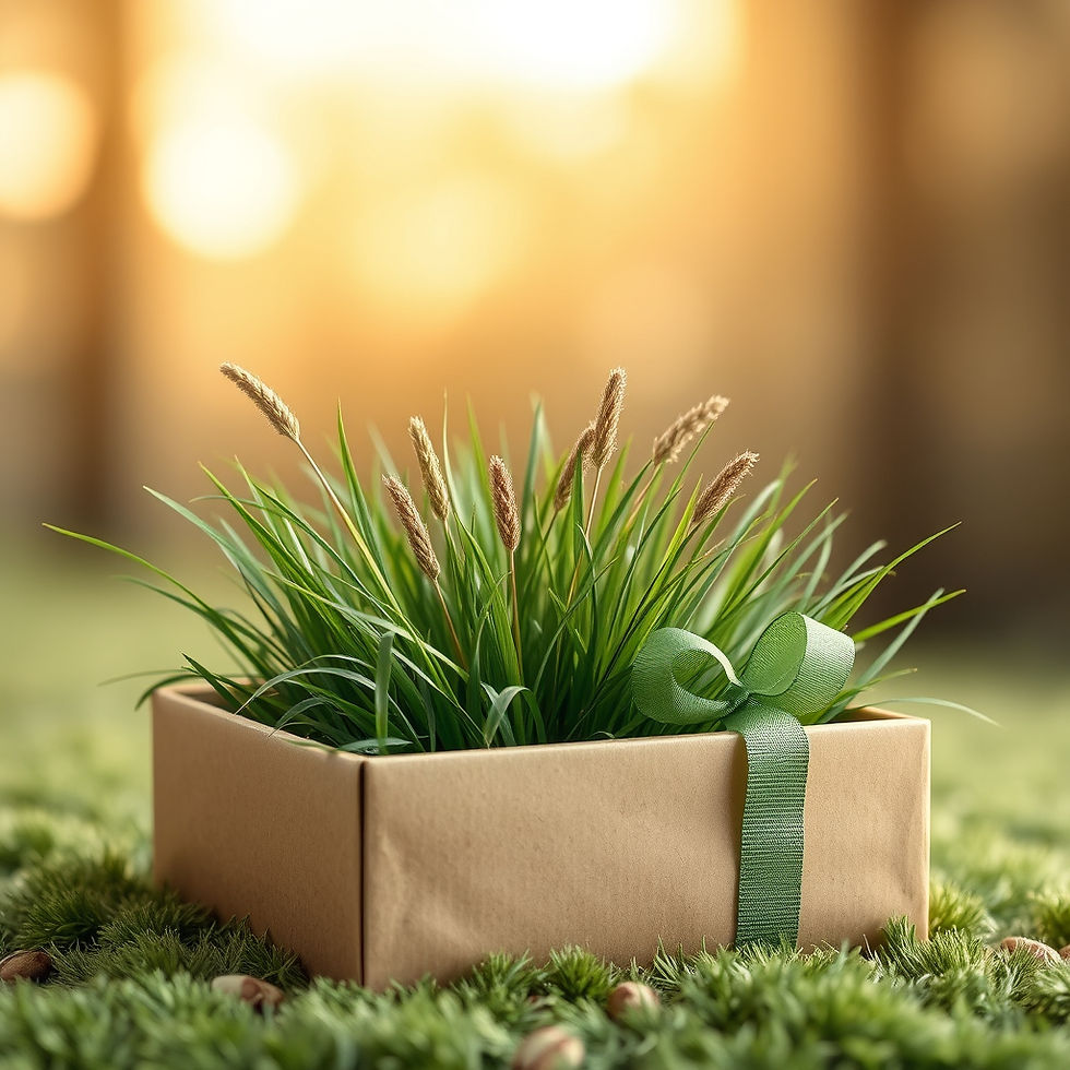 Grass growing out of a giftbox