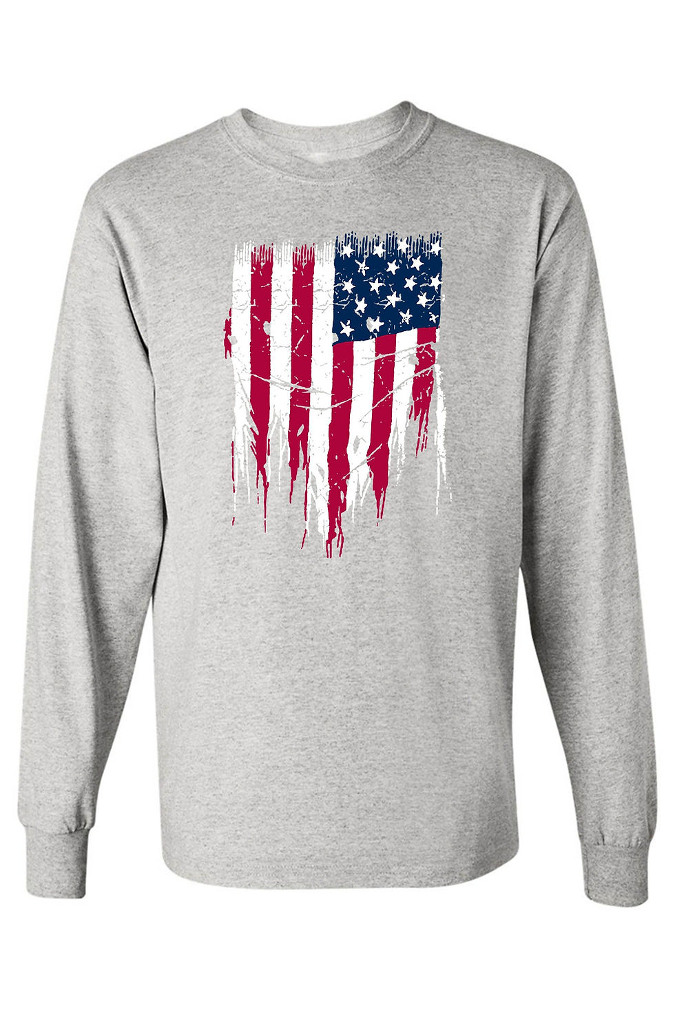Miniatura: Men's/Unisex USA Flag Battle Ripped Long Sleeve T-shirt