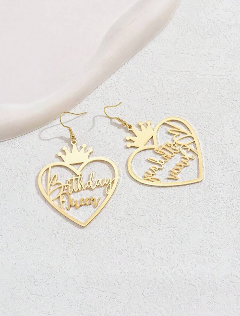 Thumbnail: Gold Acrylic Birthday Queen Earrings