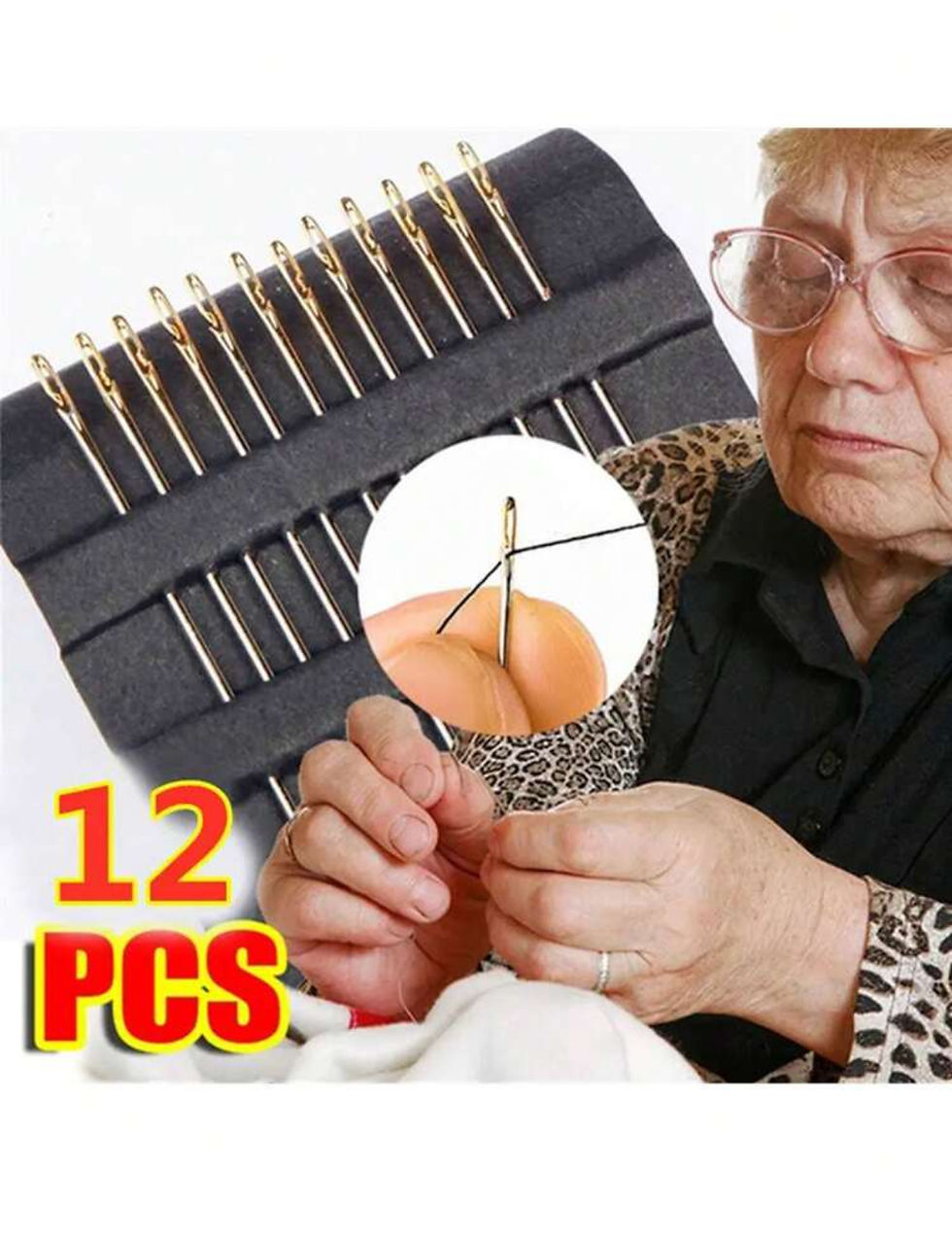 Thumbnail: 12 Piece Quick Thread Needles & Box Set