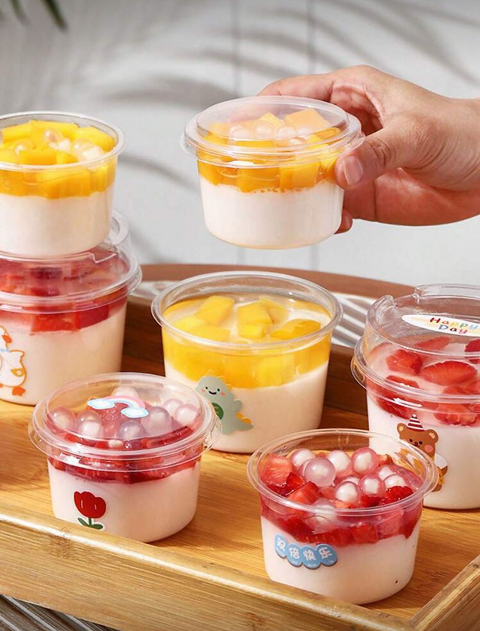Thumbnail: 30pcs 150ml Plastic Mini Cups with Lids