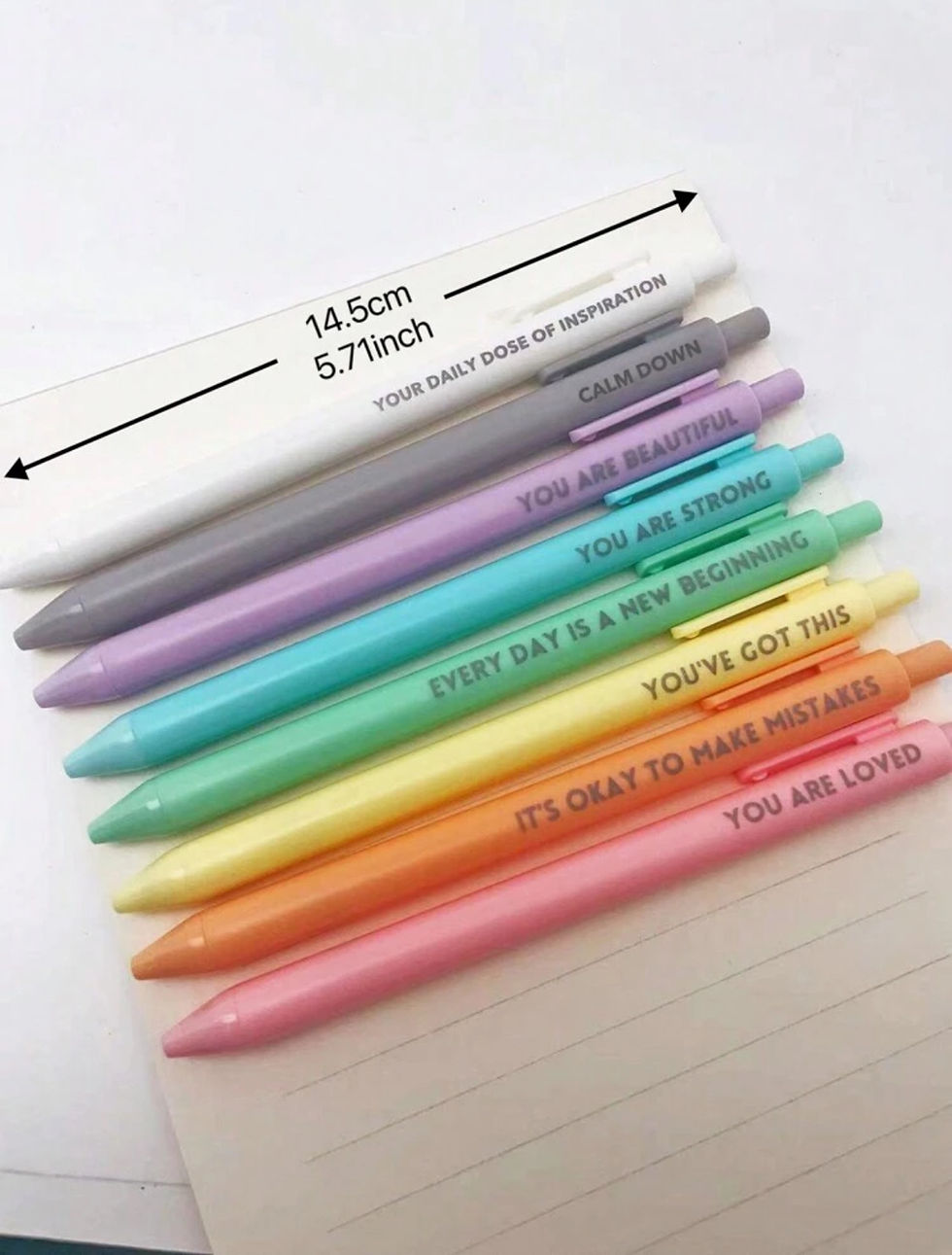 Thumbnail: 8 Pack Motivational Quoted Black Ballpoint Pens