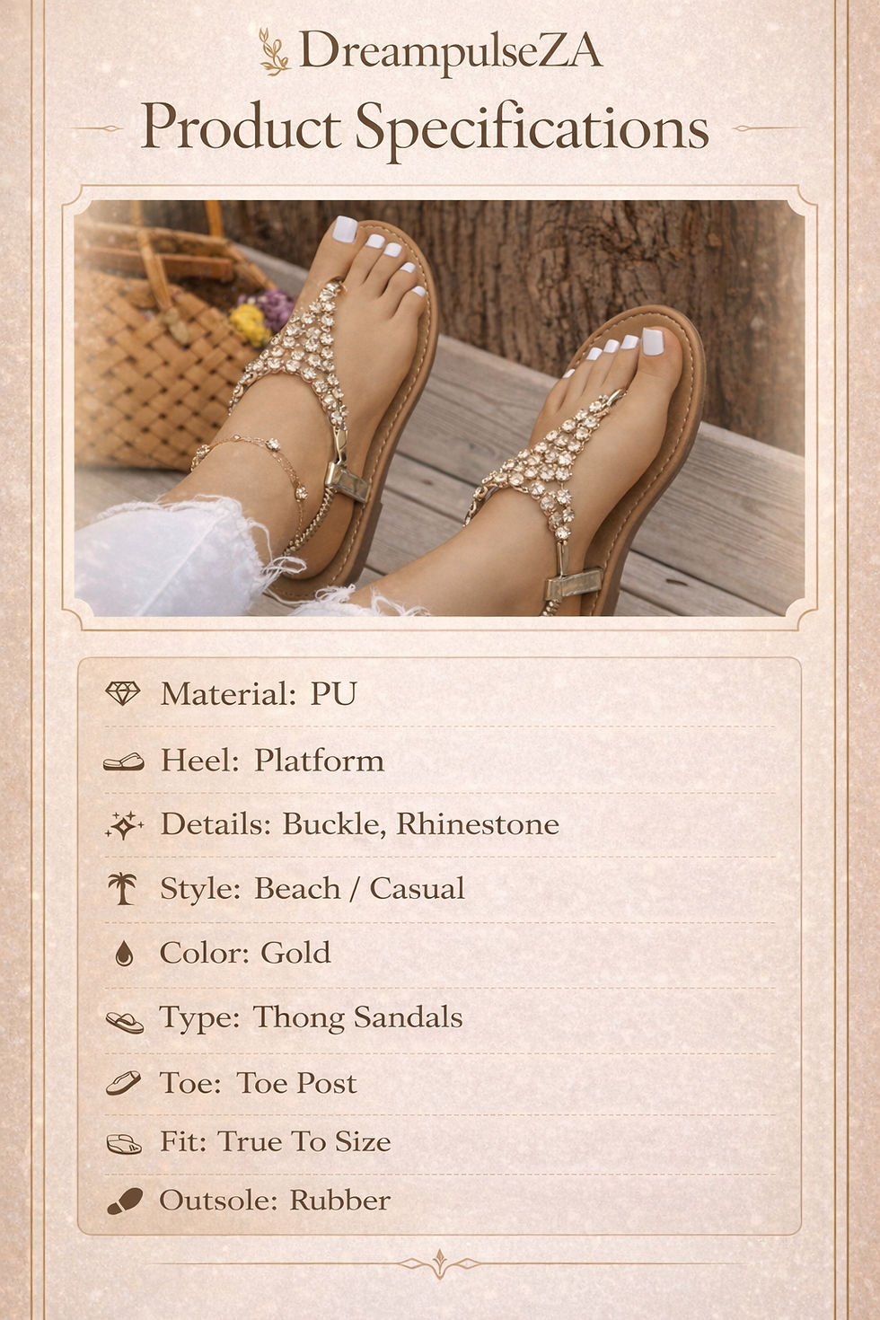 Thumbnail: Golden Glam Rhinestone Thong Sandals