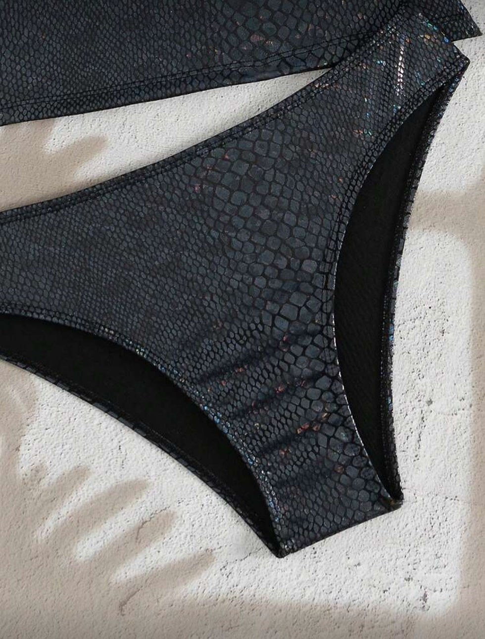 Thumbnail: Black Mirage Halterneck Tankini Swimsuit