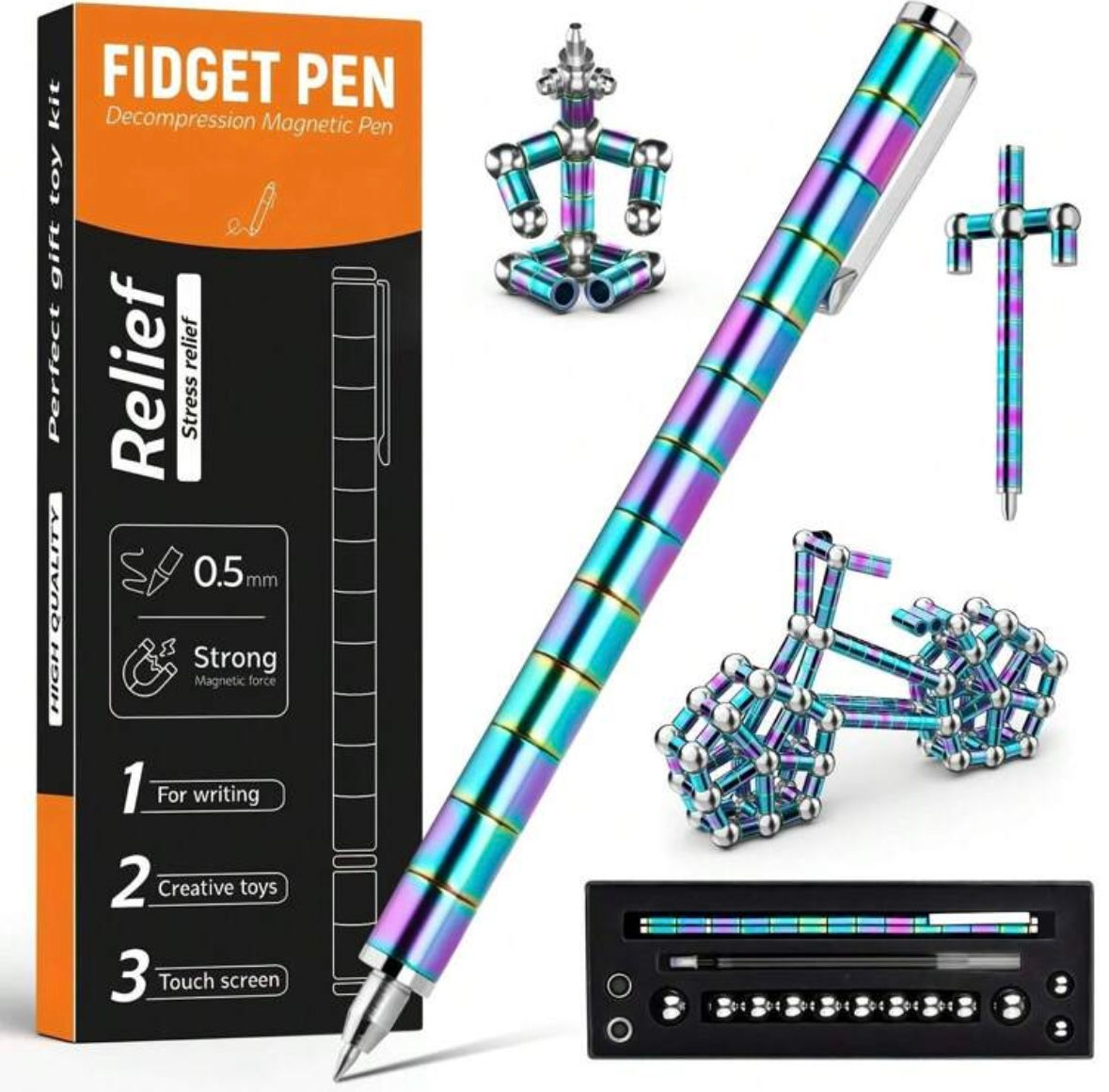0.5mm Magnetic Fidget Black Pen