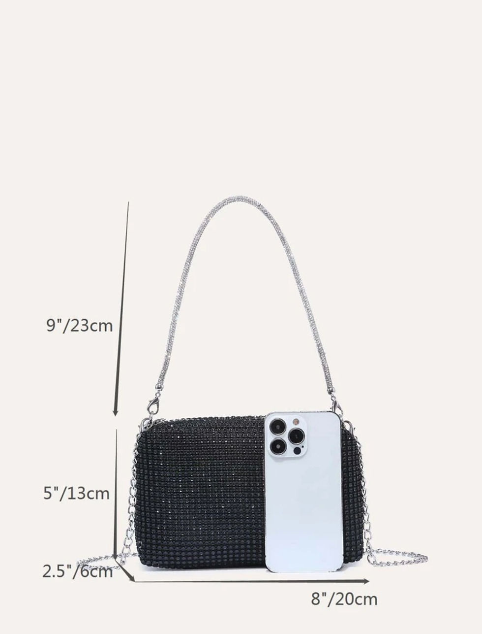 Thumbnail: Elegant Black Rhinestone Clutch Bag