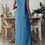 Thumbnail: Solid Blue Notched Neckline Dress