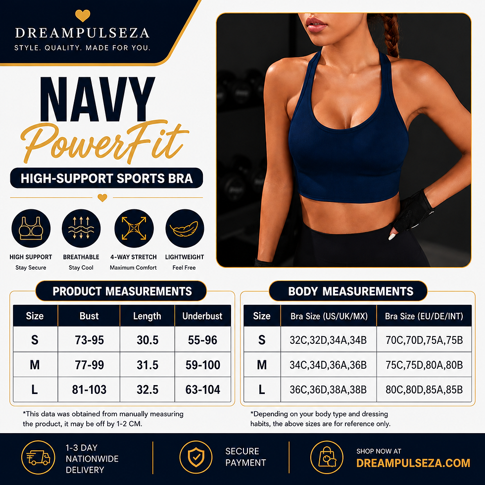 Thumbnail: Navy PowerFit High-Support Sports Bra