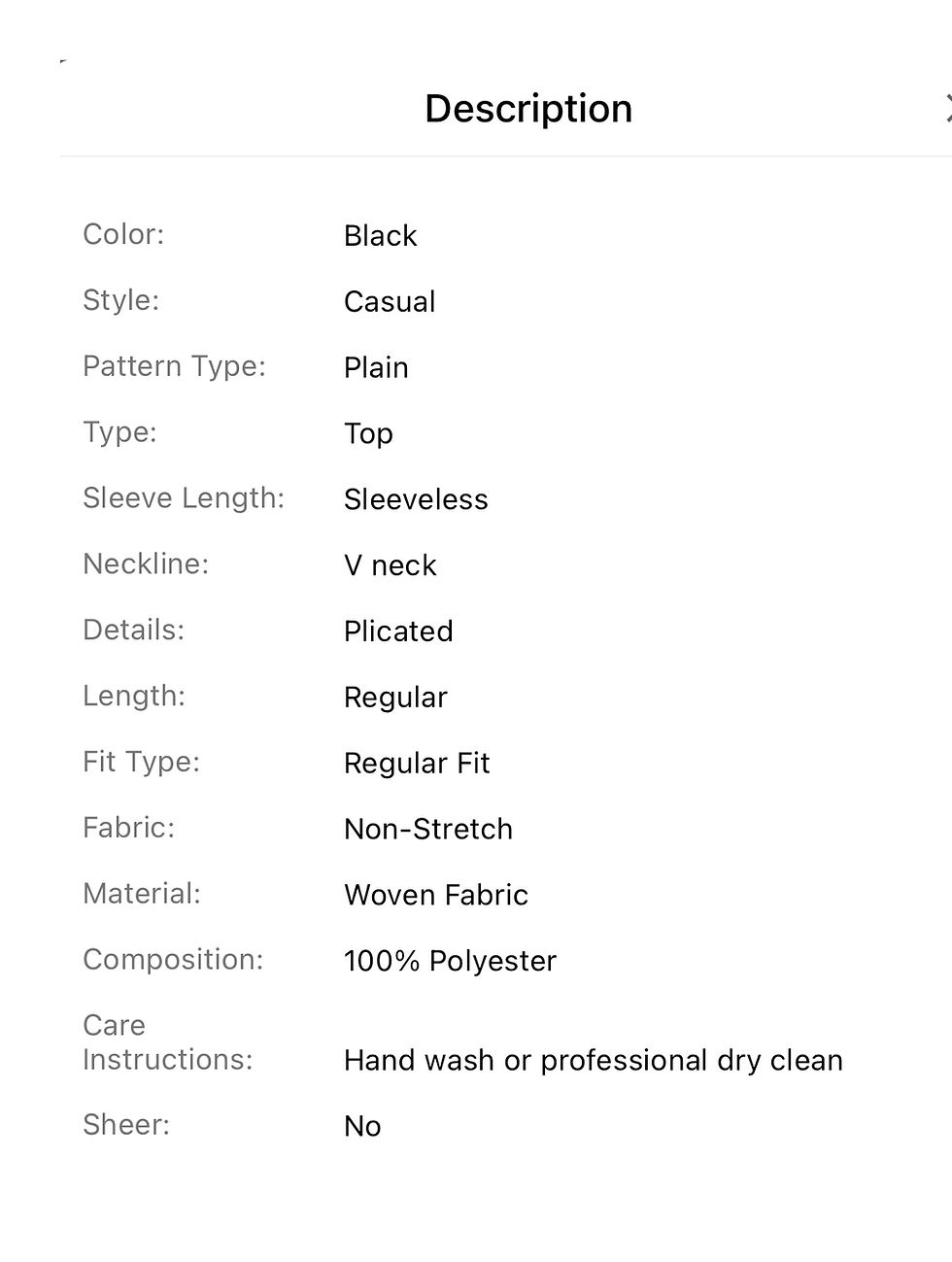 Thumbnail: Ladies Black V-Neck Sleeveless Blouse