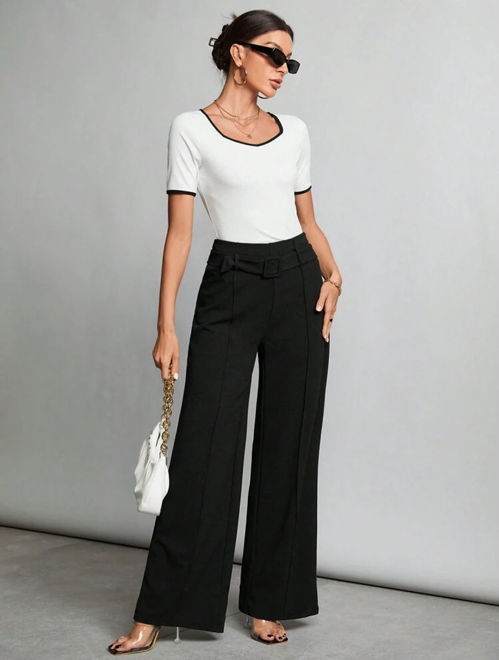 Thumbnail: TALL Elegant High Rise Straight Leg Trousers