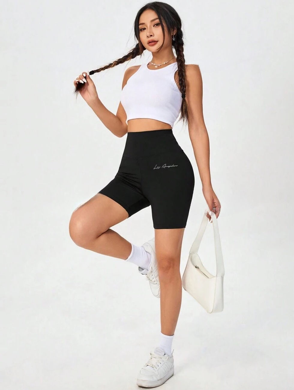 Thumbnail: Black High Rise Running/Biker Sport Shorts