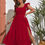 Thumbnail: PLUS Range Red Guipure Ruffle Trim Dress