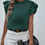 Thumbnail: Ladies Dark Green Classic Mock Neck Ruffle Sleeve Blouse