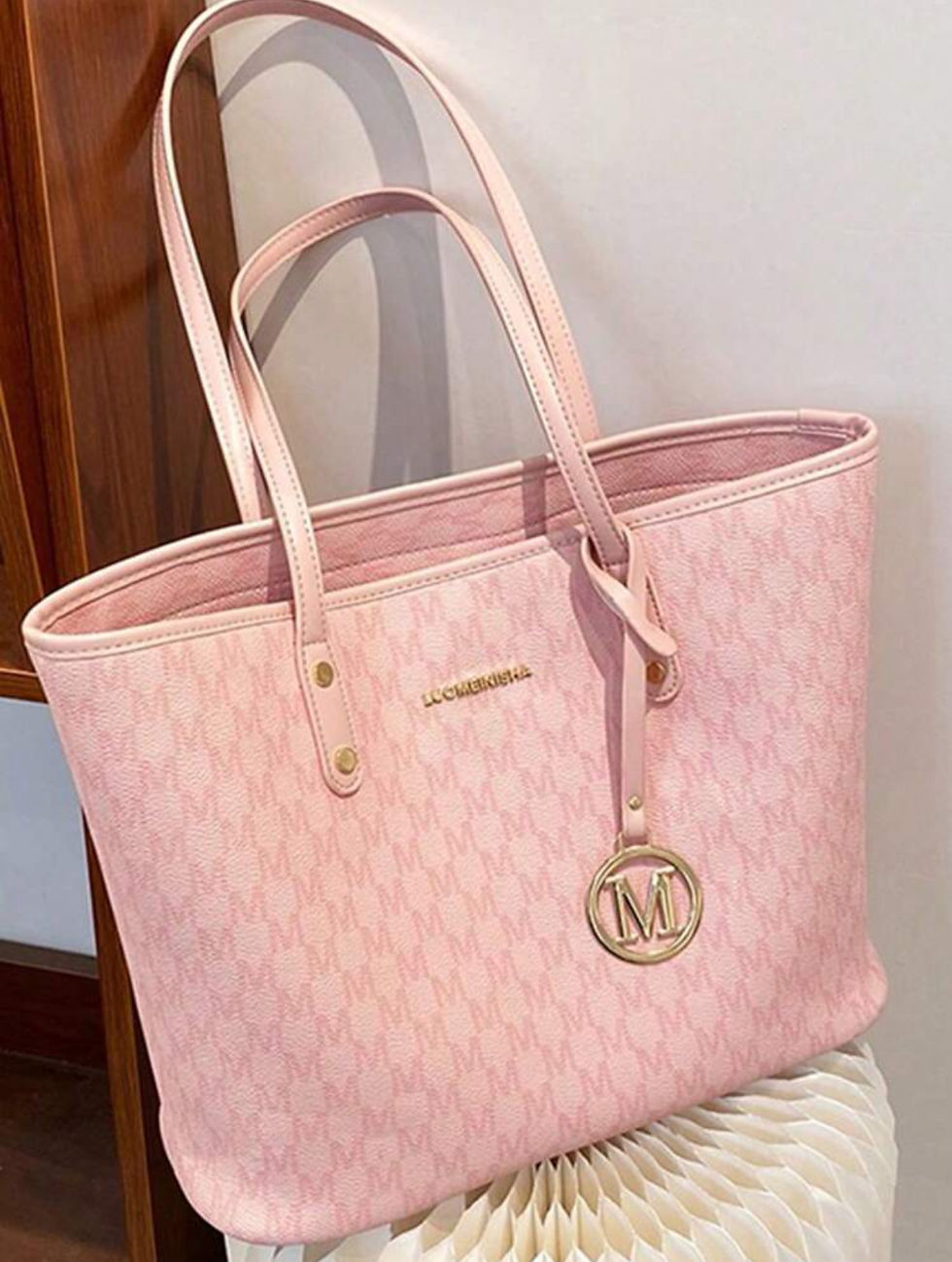 Thumbnail: Pink Pattern Large Tote Bag 