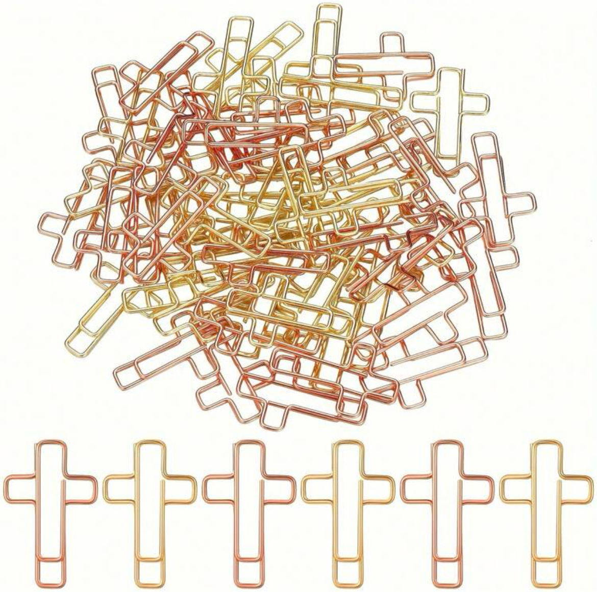 25 Pieces Gold Cross Paper Clips