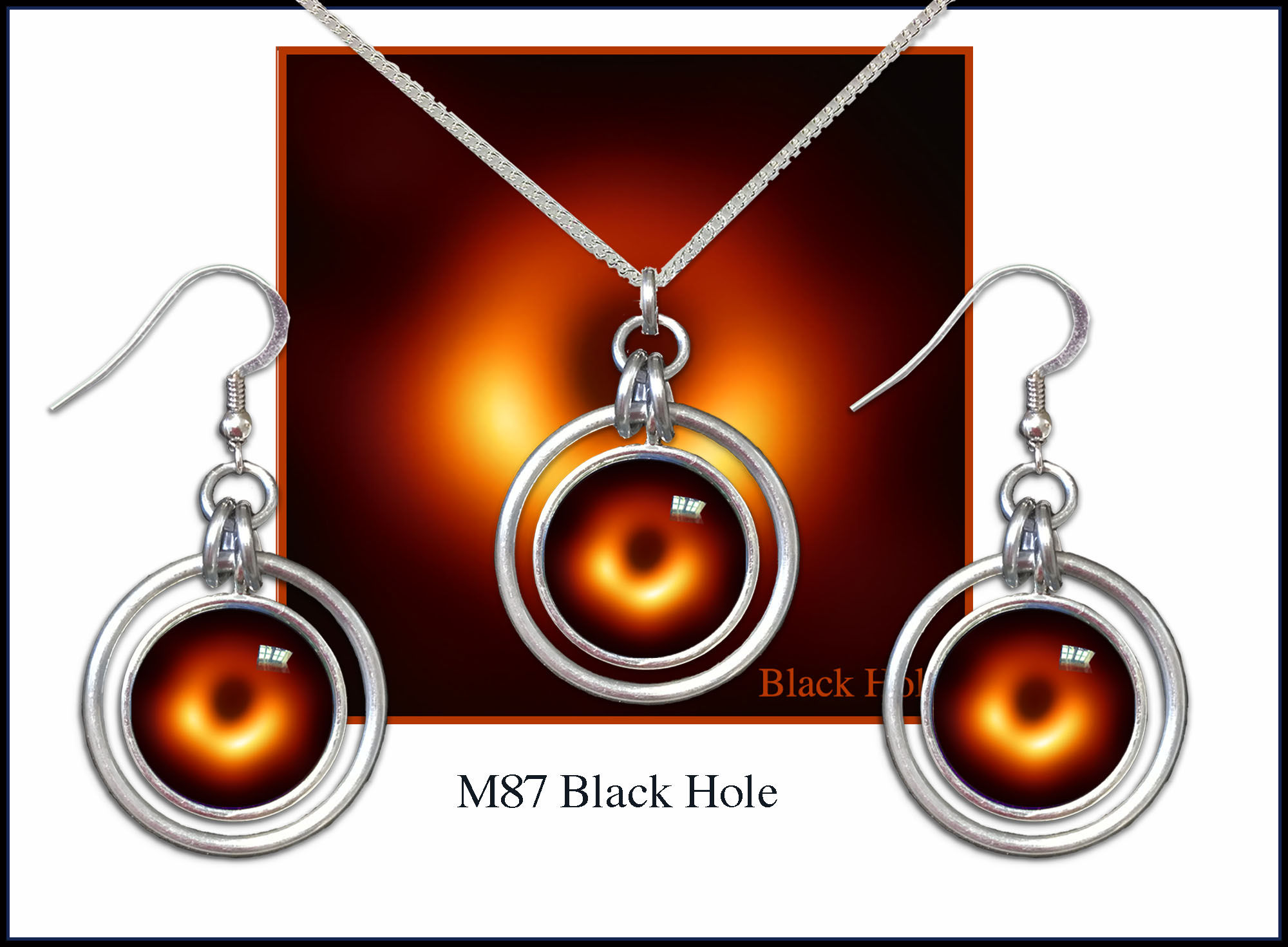 Black Hole Hoop Pendant Set