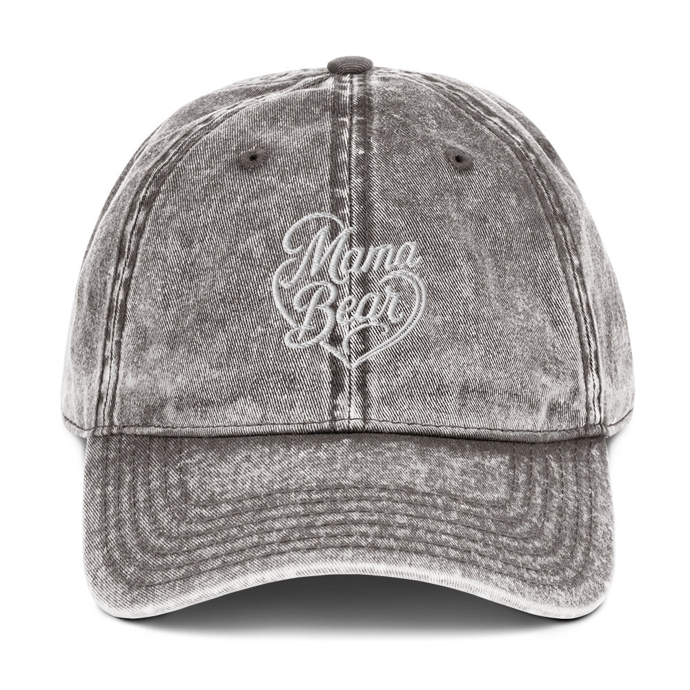 Mama Bear Embroidered Vintage Cotton Twill Cap