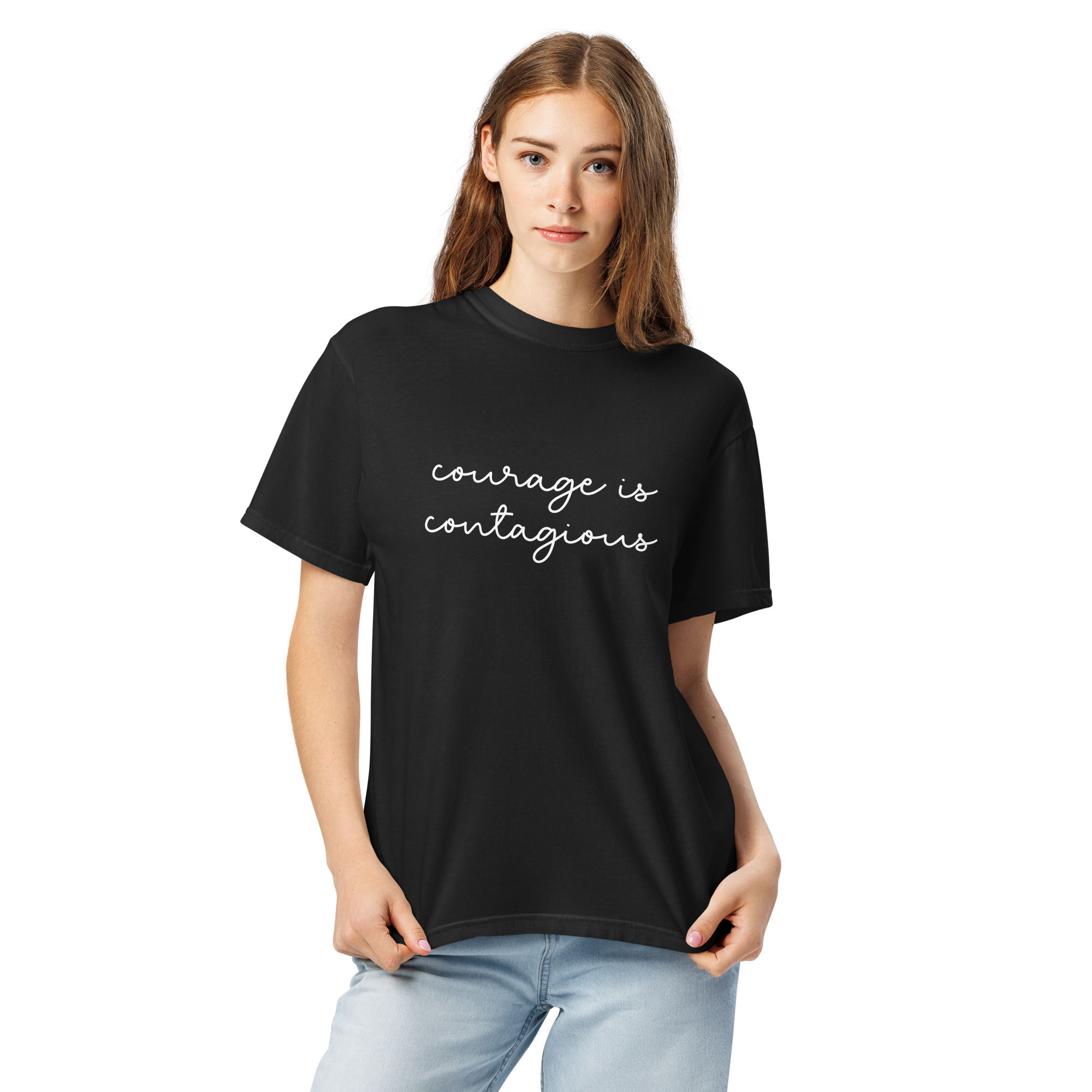 courage is contagious unisex garment-dyed heavyweight t-shirt