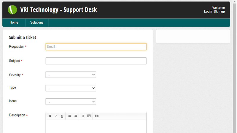 VRI's Technologoy Support Desk for submitting Issues with your computer