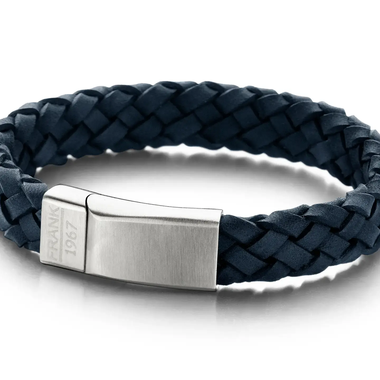 Leder-Armband breaded blue