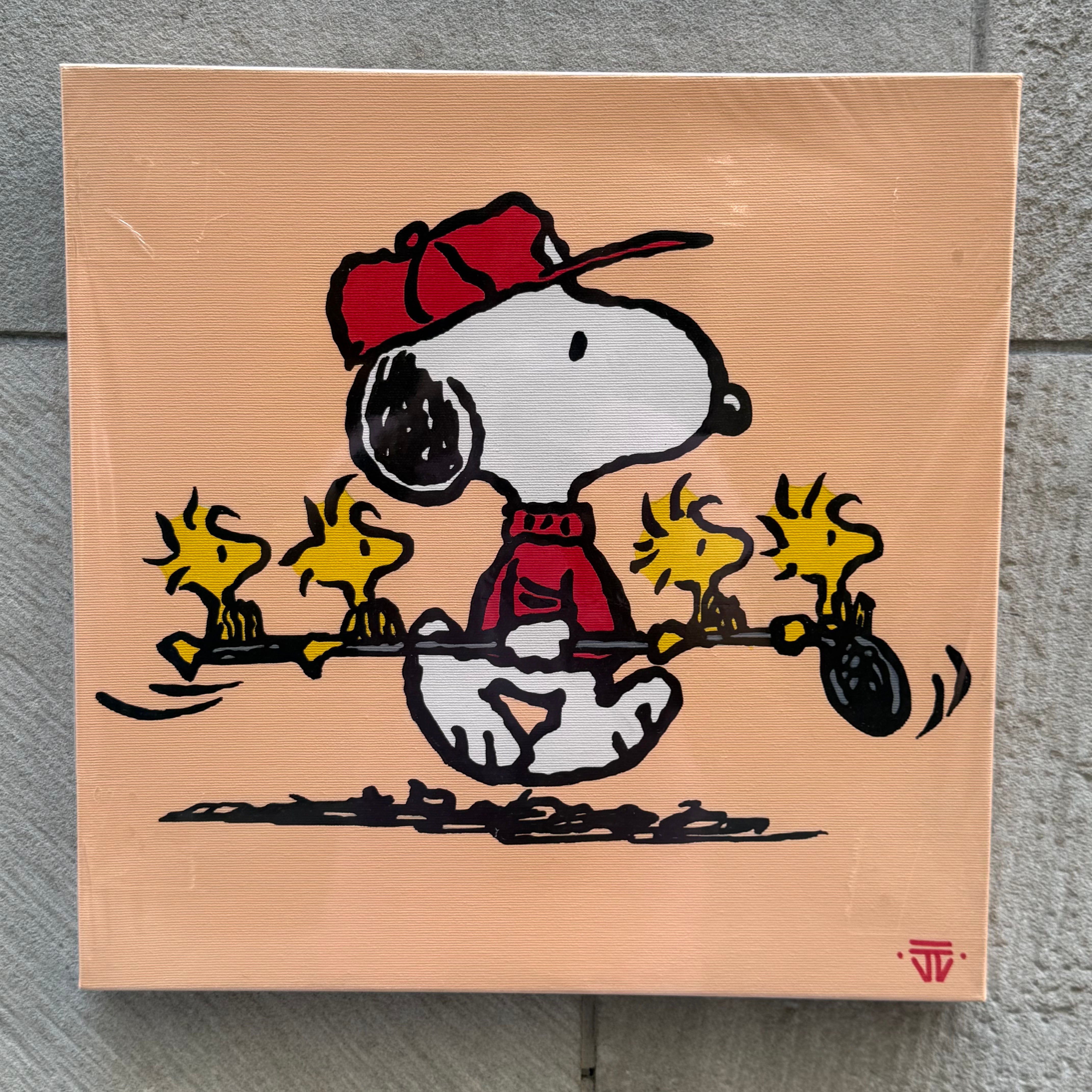 Original Street Art - Snoopy Golf 40 x 40cm