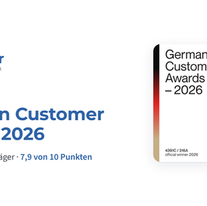Transpair GmbH ist offizieller Preisträger des German Customer Awards 2026 mit 7,9 von 10 Punkten