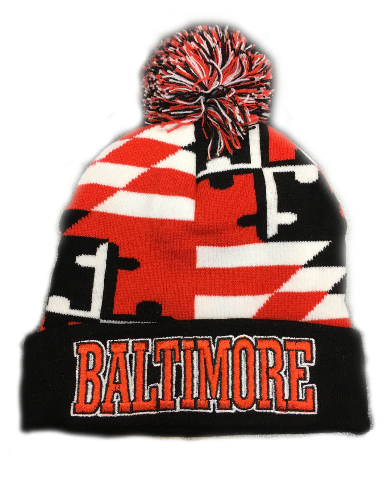 Beanie Cap - Maryland Flag - Baltimore Orange
