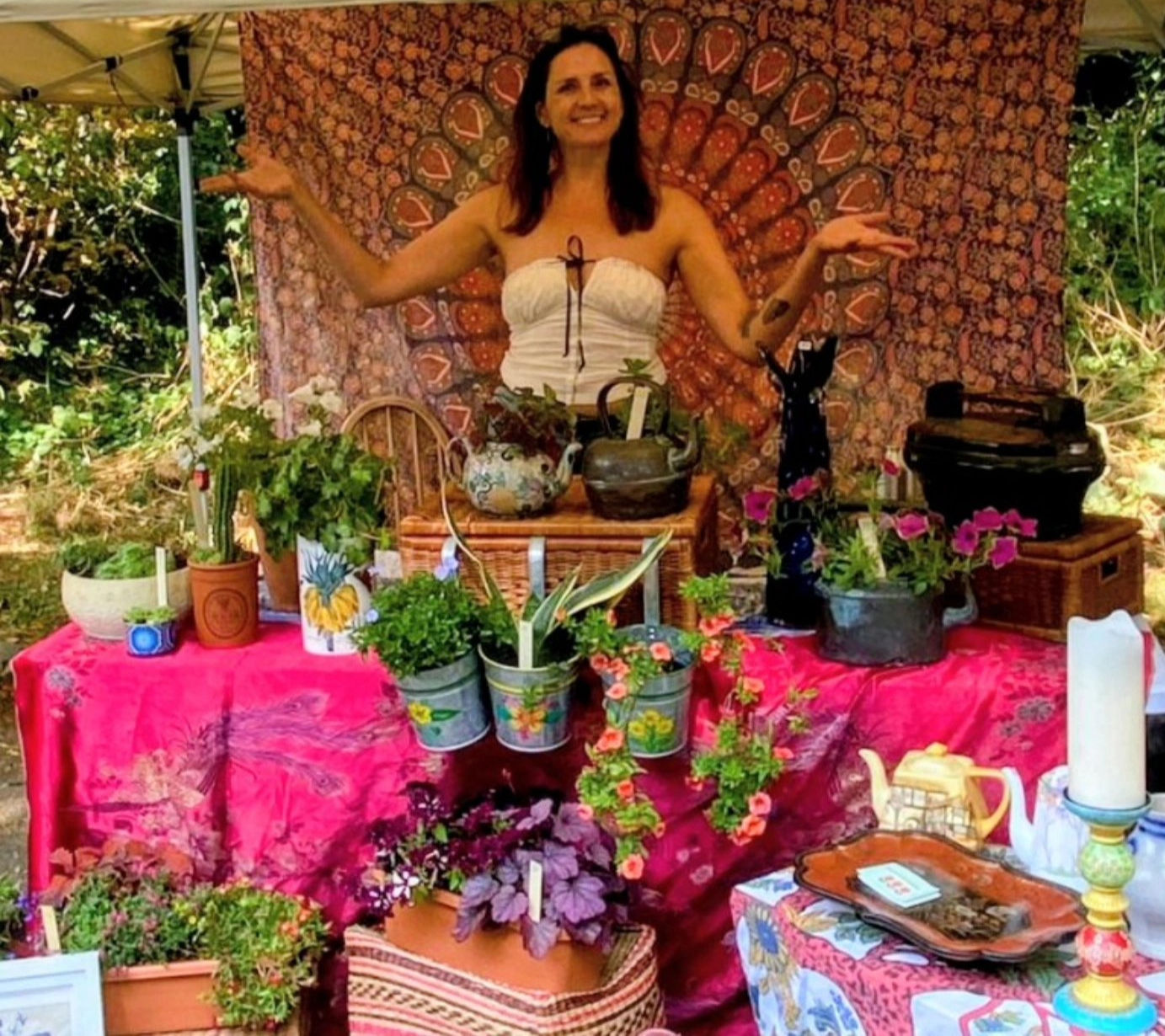 Outdoor filled windowbox or pot