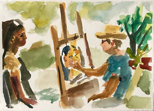 portraitiste à l'oeuvre