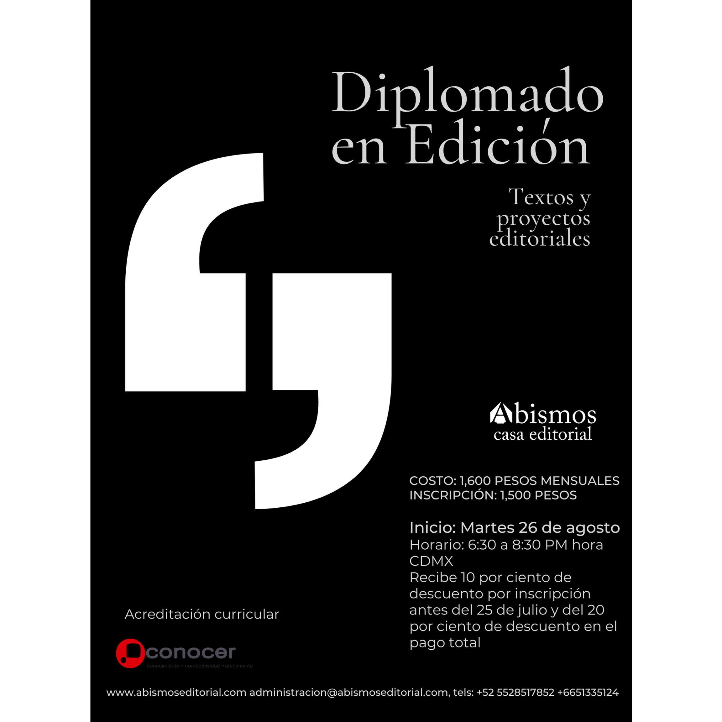 Mensualidad enero Diplomado en Edición
